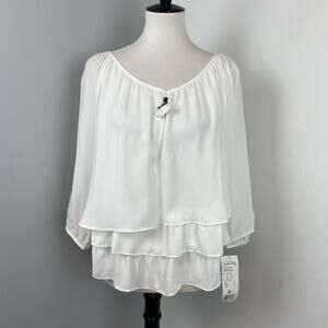 Joseph Ribkoff Off White Tiered 3/4 Sleeve Blouse Top Sz 6 NWT